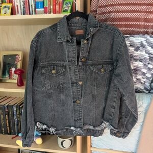 Black Denim Distressed Jacket